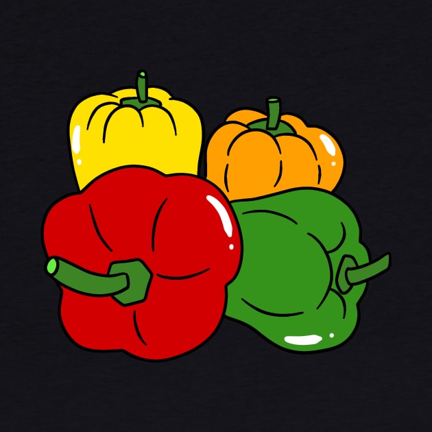 Red Green Orange and Yellow Bell Peppers by saradaboru